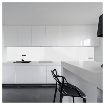 KeraBad Küchenrückwand aus Aluverbund, Spritzschutz Küche, 3mm dick, Weiß, 60x200cm