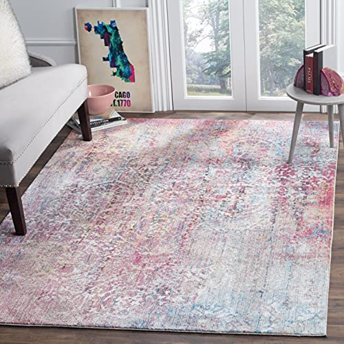 SAFAVIEH Traditionell Teppich für Wohnzimmer, Esszimmer, Schlafzimmer - Bristol Collection, Kurzer Flor, Pink und Multi, 155 X 229 cm