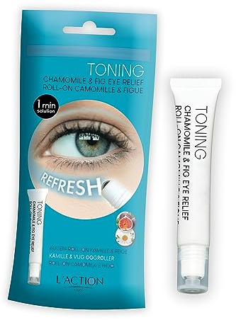 L'Action Paris Soin Apaisant et Tonifiant à la Camomille et à la Figue pour les Yeux, Roller Anti-Âge pour les Yeux Rafraîchit et Hydrate le Contour des Yeux, Teint Lumineux 12ml