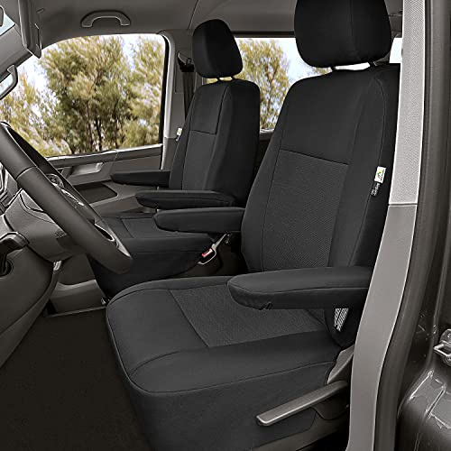 Accesorionline Sitzbezüge für T5 T6-2-9sitzer - 100 % passgenau, schwarz, Polyester, Caravelle, Multivan, California, Transporter Camper 4motion 4x4 (T5-T6 vorne 1+1)