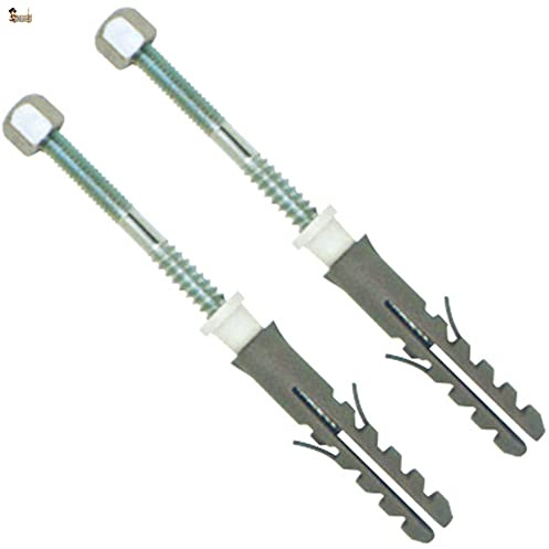 BricoLoco Viti fissaggio wc pavimento wc, bidet, sanitari. Include perno doppio filettato, dado cieco, tassello e tappo funzione rondella. M-6 x 70 mm. (Acciaio inossidabile A2, 1 set)
