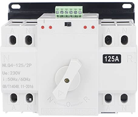 Commutateur de Transfert Automatique à Double Alimentation AC 230V 2P 125A CB à Bascule pour Électricité Municipale, UPS, Onduleur