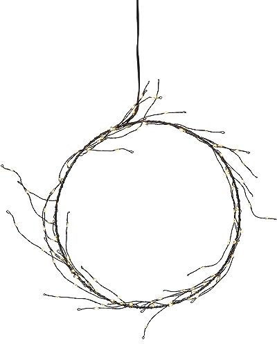 EGLO LED Lichterkranz, Fensterlicht Weihnachten aus Metall in Schwarz, Wanddeko Weihnachtskranz mit Kabel, beleuchtete Fensterdeko Wohnzimmer, warmweiß, 10x24 cm