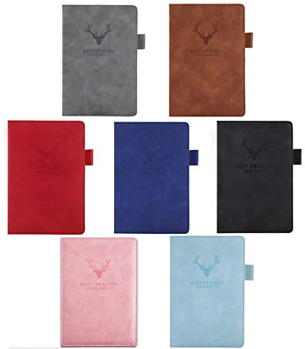 1 st Business Notebook B5 fårskinn PU-läder anteckningsblock, vintage inbunden anteckningsbok bärbar dagbok fickjournal linjerad personlig present till kvinnor män – svart