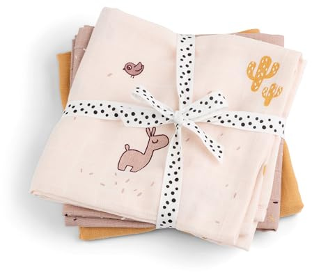 Done by Deer Mullwindeln 3-er Pack GOTS Lalee Rosa - 70 x 70 cm - GOTS® zertifiziert Stoffwindelset, 100% Bio-Baumwolle