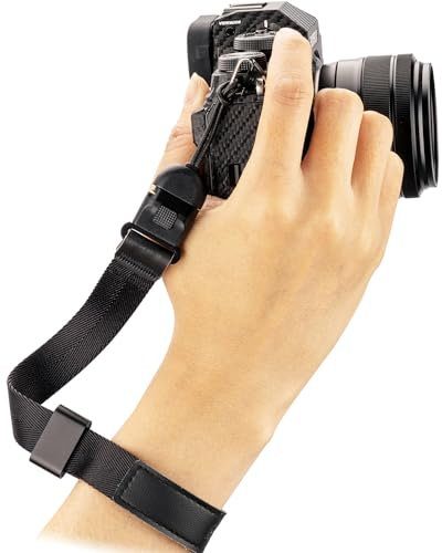 JJC Universal-Kamera-Handschlaufe – Schnellverschluss-Schnalle + verstellbares Schieber-Design für Canon, Nikon, Sony, Fujifilm, Pentax, Olympus, DSLR/SLR-Kamera, Schwarz , One size