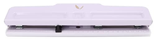 Vomeko Machines à Relier, Perforatrice De Papier à 4 Trous avec Alimentation De 10 Pages, Marquage D'échelle Et Ouverture De 7 Mm, Perforatrice De Bureau Réglable pour Le Bureau(Violet Clair)