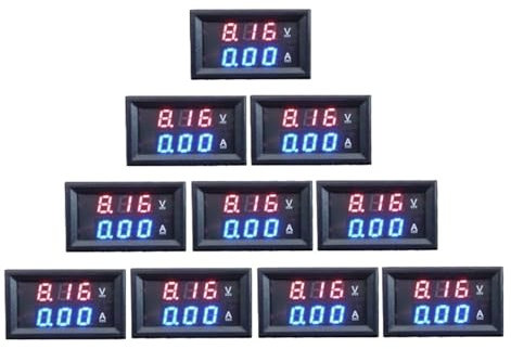 10 Uds DC voltímetro amperímetro DC 3,5-30V amperímetro voltímetro Panel medidor DC 0-10A derivación incorporada 0,28 ''pantalla LED (Color : Red-Red)
