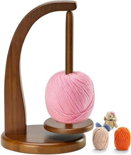 NECBAOA Wool Unwinder, Rotating Magnetic Wooden Wool Ball Holder, Yarn Roll Holder, Wool Unwinder Wool Holder, Wool Winder for Crochet and Knitting Accessories, Grandma