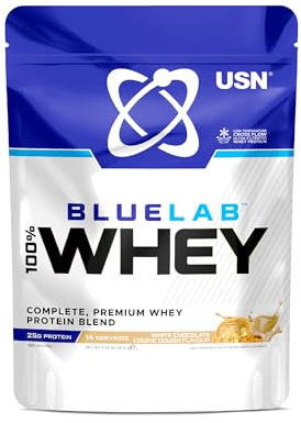 USN Blue Lab Whey Protein Powder, White Chocolate Cookie Dough Flavour - 476g (14 Servings), Premium Whey Isolate Protein Dietary Supplement, Post Workout Lean Muscle Growth BCAA Amino Acids Powder