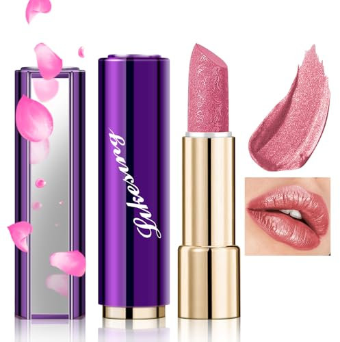 Likesing 1 Piezas Purpurina Pintalabios Permanente Rojo Labiales Larga Duracion Labial Lip Tint Gloss Stain Brillo Tinta Barra de Labios Tinte Labios Lipstick Maquillaje Mujer Regalo Navidad