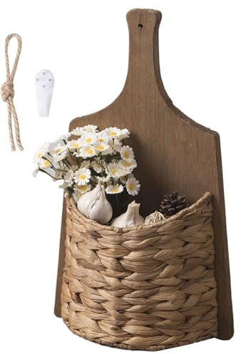 Boho-Wandkörbe, gewebte Korb-Wanddekoration - Natürlich gewebte Gartenkörbe - Moderner Gartenpflanzer, einzigartiger Blumentopf, Wandaufbewahrungs-Pflanzkorb für Pflanzen, Rasen, Garten, Hauswand
