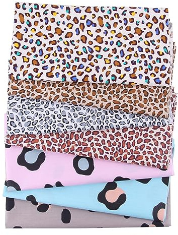 BEBEMOKO 7 Stück Baumwollstoff mit Leopardenmuster zum Patchworken und Basteln Einzigartiges Design Zuschneidbar für Individuelle Nähprojekte