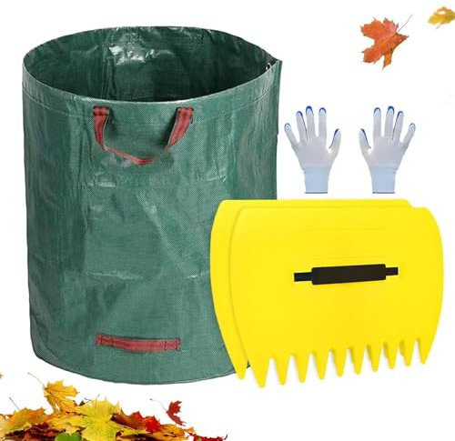 Pala Per Foglie E Artigli - Pinza Ergonomica Con Manico Grande Per Giardino | Strumento Da Giardinaggio Per Rimuovere Detriti E Rifiuti, Sacco Della Spazzatura Incluso Per Foglie, , Tagliata,