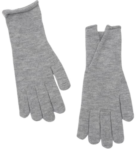 JINZIJINYU Strickhandschuhe Damen Geteilte Handschuhe Winter Bunte Wolle Touchscreen Fünf Finger Handschuhe Grau