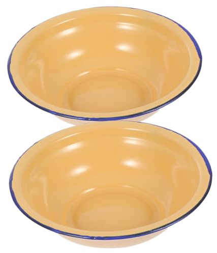 Mobestech Lot de 2 Bols en Émail Rétro Saladier Vintage en Émail pour Fruits Desserts Utilisation Domestique Ustensiles Cuisine Vintage