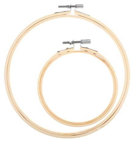 Aysatogc 2 Stück Stickrahmen 15cm,10cm Embroidery Hoop Verstellbarer Runder Stickrahmen aus Bambus Kreuzstich Hoop Ringe für Kreuzstich, DIY-Werkzeuge, Stickereien Kunstwerke