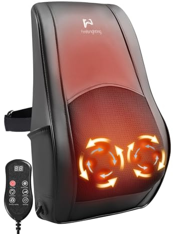 Firebrighting Electric Back Massager with Heat for Office Chair - Shiatsu Deep Kneading Massage Pillow, Back Comfort Support for Meetings and Reading, Adjustable Strap,Gifts for Dad Mom Men Women