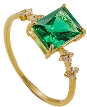 Ayoiow Vorsteckring Gold Ehering, Elegant mit Granat und Diamant Damen Ring Gold 585, 14K Gelbgold Ringe Frauen Valentinstag