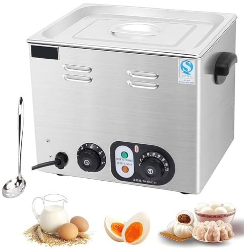 UIHECTA Cuociuova Elettrico Professionale, Padella per Uova in Camicia 2600W, Acciaio Inossidabile Capienza Grande con Controllo Temperatura per Ristorante,Timer,Without Basket