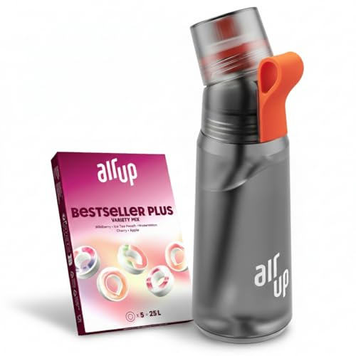 air up Flasche Twist Pro Starter Set, inkl Pods in 5 Geschmacksrichtungen 1l Trinkflasche mit Geschmack, in Charcoal Grey