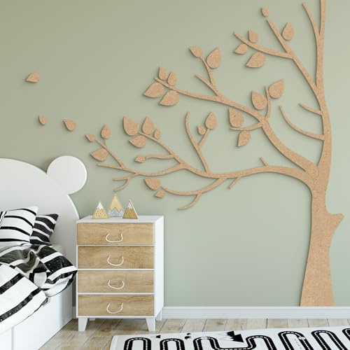 K&L Wall Art Wanddeko Holz XXL Baum | DIY Holzdeko für Wohnzimmer, Kinderzimmer, Schlafzimmer | 84-tlg. (MDF (mitteldichte Faserplatte), natur, 200x250 cm (Äste links))
