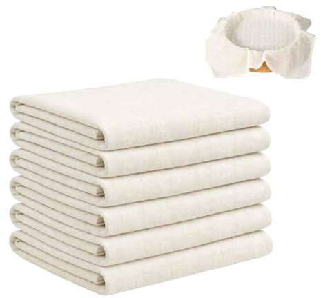 Dargkwn 6 Stück Extra Dickes Passiertuch Ungebleicht (60x60cm)，klassische feingewebte Tücher, Waschbares Seihtuch für die Herstellung von Käse, Saft, Tee, Nussmilch, Suppe, Joghurt, Tofu