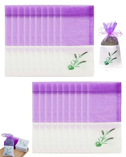 ZKUNL 20 Pezzi Sacchetti Vuoti per Lavanda in Tessuto di Poliestere,Bustine Riempibili con Coulisse per Lavanda Spezie Erbe Aromatiche Domestiche