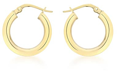 Carissima Gold Damen 9k (375) Gelbgold Poliert Rund Tube Creole Klappbar Post Ohrringe