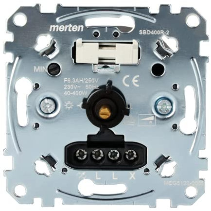 Schneider Electric Merten Drehdimmer-Einsatz für ohmsche Last mit Druck-Wechselschalter, 40-400W, Unterputz zum Einbau von Schalter und Steckdose, Artikelnummer MEG5132-0000