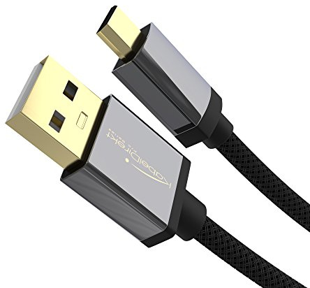 KabelDirekt – Micro-USB-Kabel – 0,5m – USB 2.0, Nylon Schwarz | Lade- & Datenkabel mit Nylonmantel für Smartphones & Tablets – Micro-USB, bis 2A Ladestrom, USB 2.0