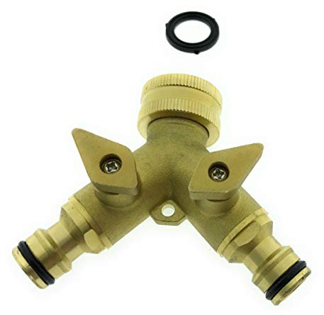 Ventilkappenkönig 2-Wege Messing Y Wasserhahn Verteiler 3/4 Wasserverteiler 2er Gartenschlauch