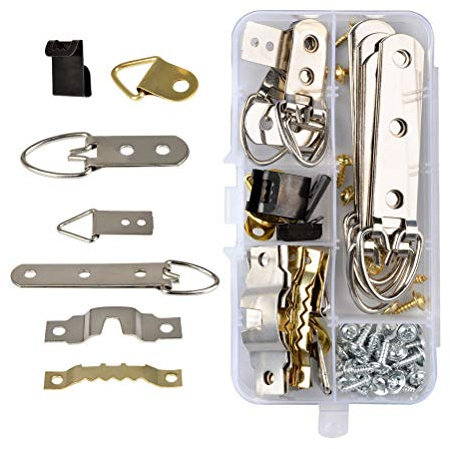 Bildhängare krokar 28 pcs hanging hooks + 40 pcs small screws D Ring & Sawtooth Hanger