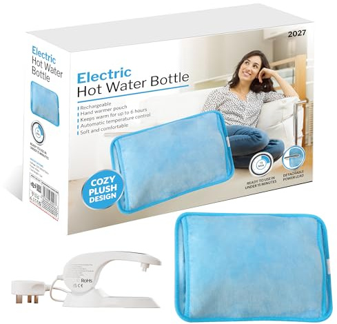 Rechargeable Electric Hot Water Bottle Bed Hand Body Warmer Heat Pad Cozy Fast Heating Auto-Shut Off Function Over-Heat Protection & No Refill Heat Pad 25cm x 17cm Blue
