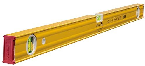 STABILA Wasserwaage Type 80 AS-2, 80 cm, verstärktes Alu-Profil, 1 Horizontal-Libelle, 2 Vertikal-Libellen, integrierte Rutsch-Stopper, Made in Germany