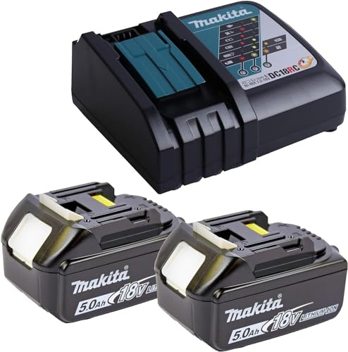Makita BL1850B 197280-8 - 2 Batterie 18,0 V 5 Ah + 1 caricatore Makita DC18RC 195584-2