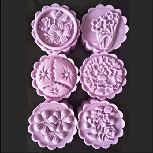 7pcs/Set Mooncake Mold, Hand Pressure Maker Mould+50g Flower Mode Stamps Plunger Kit,Plastic Round Cookies Cutter,Moon Cake Mould, Baking Pastry Tools,Mooncake Stamps Kitchen DIY Bakeware Supplies