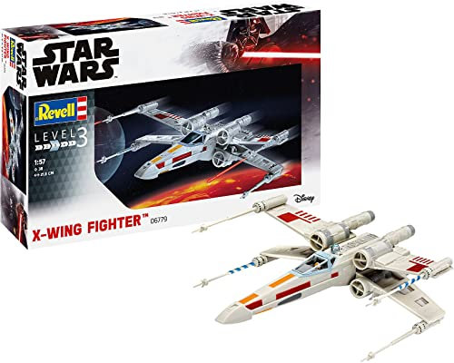 Revell 06779 Disney Star Wars X-Wing Fighter, Krieg der Sterne Raumschiff 1:57, 21,8cm Modellbausatz für Einsteiger, unlackiert