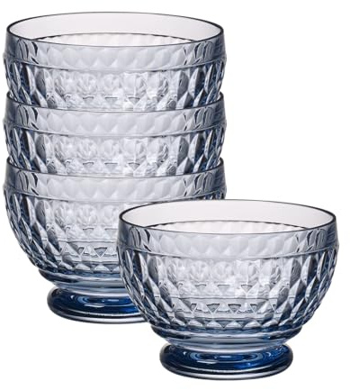 Villeroy & Boch Boston Coloured Schale Blue 4 Stück Nr. 1173090761 und 4er Set EKM Living Edelstahl Strohhalme