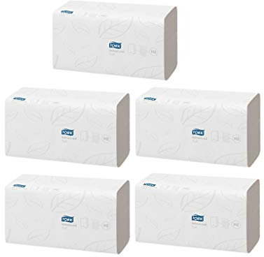 Tork 120288 Xpress Multifold Papierhandtücher H2 Advanced weiß - Falthandtücher 2-lagig & saugstark - Handtuchpapier extra weich, reiß- & nassfest (5 x 136 Blatt)