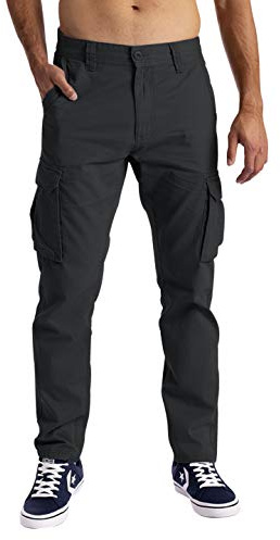Herren Cargo Hose Stretch Klassische Männer Business Freizeit Cargo Arbeitshose Taille viele Farben Baumwoll Outdoorhose geschnittene Relaxed Fit Cargo-Hose Größe 32W-44W (34W / 32L, Dunkelgrau)