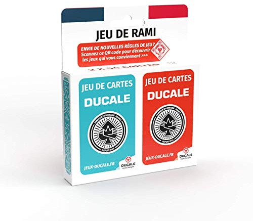 Ducale - Jeu de Rami 2 x 54 Cartes - Fabriqué en France - Jeu de Rami, A partir de 6 Ans, Canasta, 64, Crapette