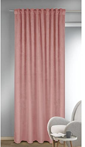 GardinenOutlet Glory Samt-Vorhangschal mit Gardinenband oder verdeckten Schlaufen, Mauve, ca. 245x135 cm