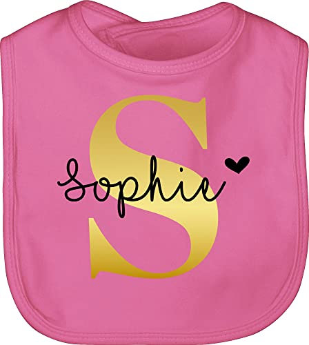 Baby Lätzchen - Mädchen Bekleidung kreativ und - Namens Geschenk I Anfangsbuchstabe personalisiert I Initialen mit Name - Unisize - Pink - latz von taufpate buchstaben s kinderlatz