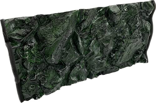 PLASTIKO - Aquarium Hintergrund 3D I Rückwänd 80x40 cm I Leicht zu Montieren und Reinigen I Keine Verklebung Erforderlich I Sicher für Tiere I Grün mit einem Muster aus Hohen Steinen