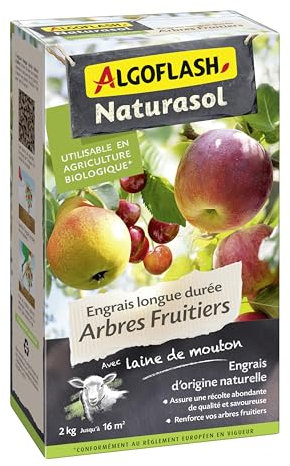 ALGOFLASH NATURASOL Engrais Arbres Fruitiers, Longue durée, Jusqu'à 16 m², UAB, 2 kg, ABIOFRUI2
