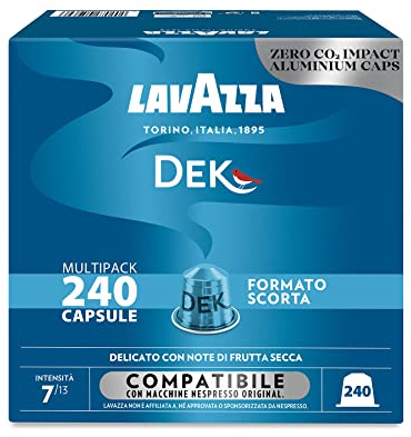 Lavazza Espresso Dek Lot 240 Capsules Alu Compatible Nespresso Notes Fruits Secs Chocolat Arabica Robuste Intensité 7/13