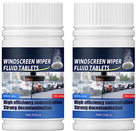 Car Glass Solid Wiper Cleaning Tablets, Asudaro 100Pieces Car Windshield Washer Fluids Concentrate Tablets Windshield Wiper Fluid Solid Effervescent Tablet For Kitchen Use, Tile, Window, Mirror