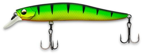 LMAB Flash Vibe 67, 80 & 98 mm - Twitchbait - Suspending & Floating, Hardbait, Wobbler Barsch, Suspender Wobbler, Zander Wobbler (Lauftiefe 0,5-1,2 m | langsam auftreibend, Firetiger, 98 mm)