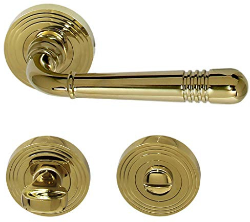 Häusler Onlinehandel GmbH Türbeschlag 1662 Helena R WC Messing poliert PVD Türdrücker Türklinke Türgriffe